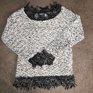 contrast fringe sweater